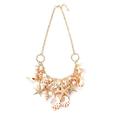 #ad Mermaid Ocean Shells Beach Starfish Sea Pearls Statement Necklace $8.45