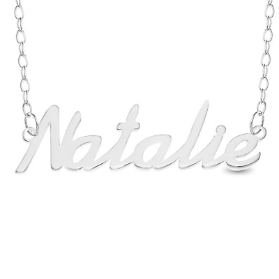 #ad Natalie Name Plate Necklace Pendent Sterling Silver female Personalized Custom $19.99