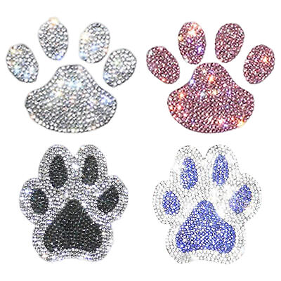 Paw Print Sticker Crystal Car Decors Bling Rhinestone Dog Paw Decal Decorations $9.29