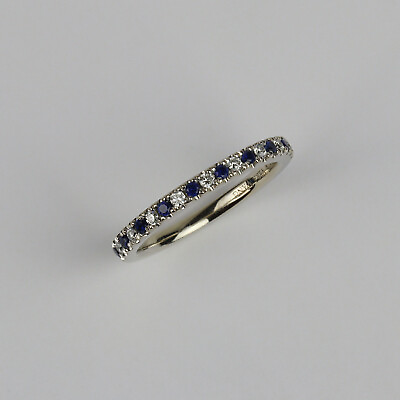 #ad Vera Wang 14k White Gold Sapphire Diamond Women#x27;s Band Ring Size 6.5 $499.00