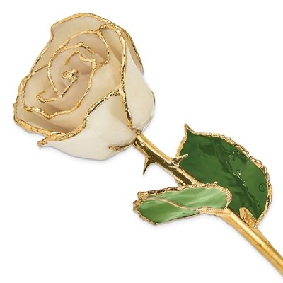 #ad Lacquer Dipped Gold Trim White Rose $83.25