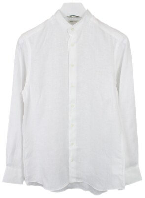#ad SUITSUPPLY Egyptian Cotton Slim Fit Formal Shirt Men#x27;s UK 37 Band Neck Linen $58.71