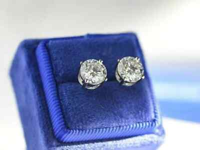 #ad 7MM Round Lab Created DVVS Diamond Beautiful Stud Earring 14K White Gold Plated $55.99