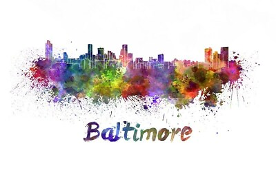 #ad Baltimore skyline watercolor canvas Baltimore Canvas Baltimore wall art Inne $34.99