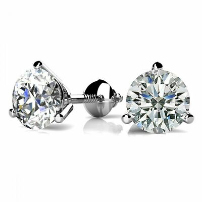 #ad 2CT Round Solid 14K White Gold Brilliant Cut Martini ScrewBack Stud Earrings $124.99