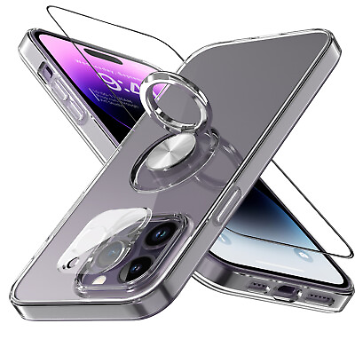 #ad For iPhone 14 Pro Max Shockproof Case Magnetic Ring Holder Cover Tempered Glass $3.95