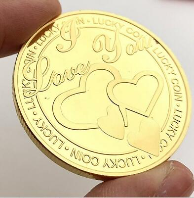 #ad I lOVE YOU Luky Wishing Gift Coin For Her Him She Wife Man Children Lover Gold $8.54