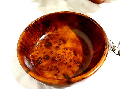 #ad wooden big bowl thuya wood grain knots handmade in Morocco 20x7cm $65.00