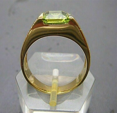 #ad 3 Ct Emerald Cut Lab Created Peridot Diamond Men#x27;s Ring 14K Yellow Gold Plated $111.34