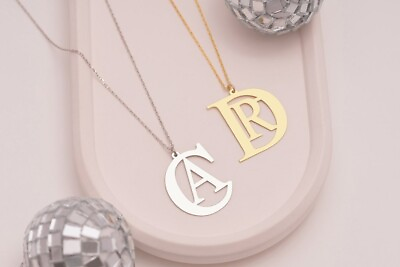 #ad #ad Two Initials Necklace Double Letters Pendant Double initial Necklace C $45.99