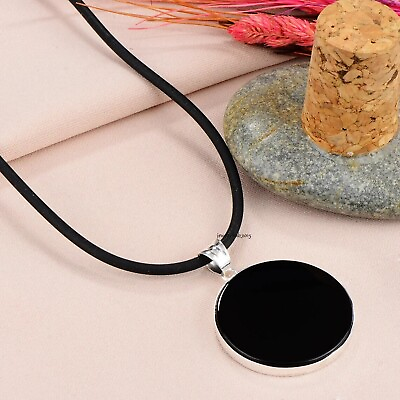 #ad Black onyx Handmade Pendant 925 Sterling Silver Designer Neck Jewelry SR28 $11.91