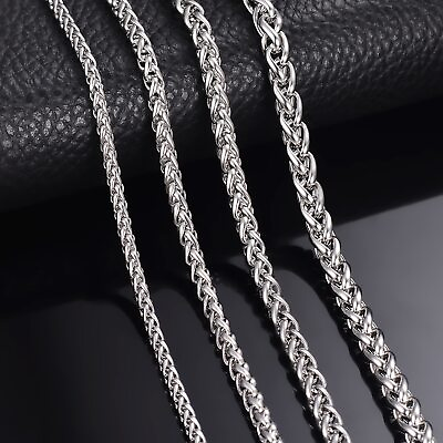 Long Keel Link Necklace For Men Women Stainless Steel Chain Necklace Silver C $5.82