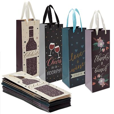 #ad #ad 12 Pack Wine Bottle Gift Bags with Handles for Wedding Birthday 4 Designs $16.99
