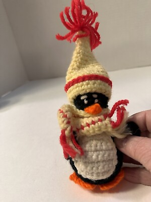 #ad Hand Crochet Funny Penguin Stuffed Toys Animals Knit Christmas Gift Ornament 5” $8.50