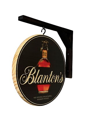 #ad Bourbon Pub Sign Blanton#x27;s 12 in. diam. 2 sided wall sign bracket included $64.50