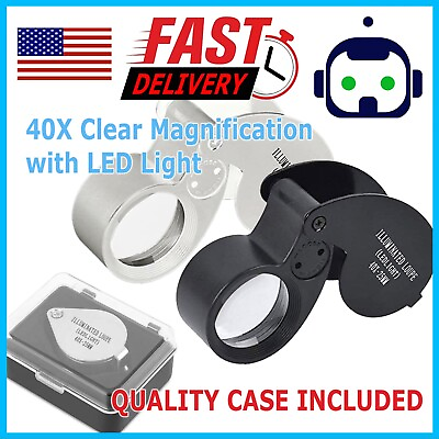 #ad #ad 40X Magnifying Loupe Jewelry Eye Glass Magnifier LED Light Jewelers Loop Pocket $5.89