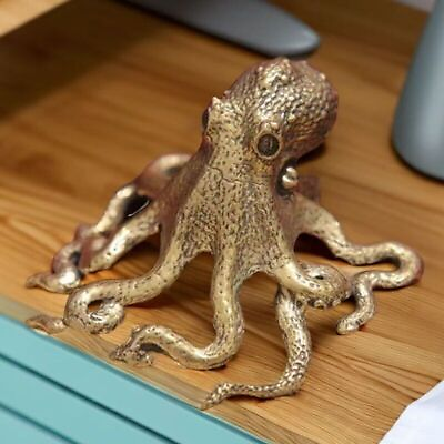 #ad Brass Octopus Figurine Statue Animal Figurines Toys Home Desktop Decoration C $6.69