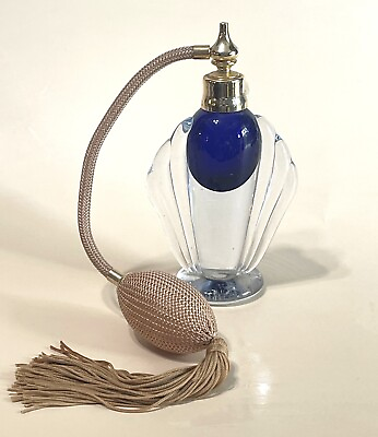#ad #ad Vintage Blue Art Glass Perfume Atomizer Bottle Empty $35.00