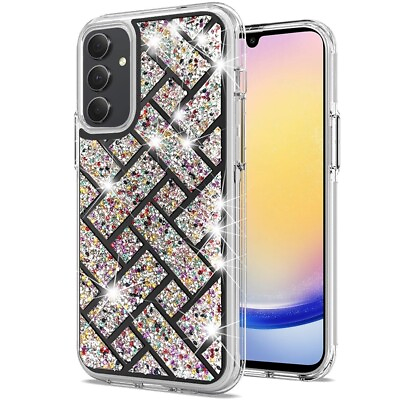 #ad #ad For Samsung A25 5G Case Dual Layer Shimmering Bling Hybrid Cover Tempered Glass $12.99