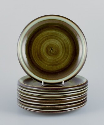 #ad Marianne Westman for Rörstrand. quot;Mayaquot; set of ten plates with green toned glaze $420.00
