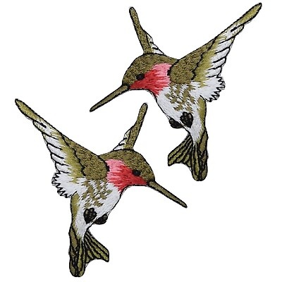 #ad #ad Hummingbird Applique Patch Green Red Pink Bird Badge 2.5quot; 2 Pack Iron on $3.75
