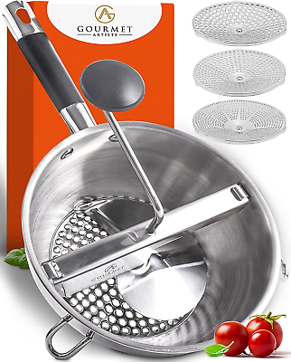 #ad Food Mill Stainless Steel with 3 Discs Rotary Food Mills for Tomato Sauce Potato $59.99