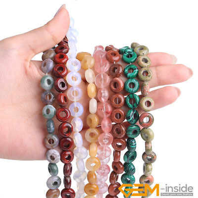 #ad 10mm Natural Assorted Gemstone Rondelle Donuts Spacer Beads Jewelry Making 20Pcs $5.94
