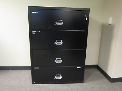 #ad FireKing 4 Drawer Lateral Fireproof File Cabinet Black w Key 37.5quot; x 53quot; x 22quot; $625.00