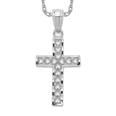 #ad 14K White Gold Latin Mexican Holy Cross Necklace Religious Pendant Jesus Chri... $117.00