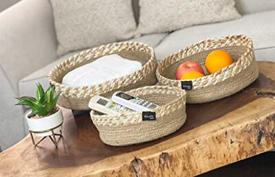 #ad Braided Jute Rope Decor Baskets SET OF 3 baskets for multi purpose storage ... $13.42