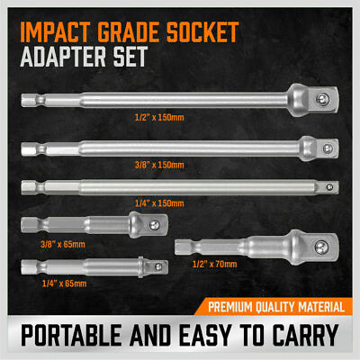 #ad Socket Adapter Set Hex Shank to 1 4 3 8 1 2quot; Impact Grade Driver Drill 6 PCs $8.95