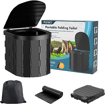 #ad Portable Camping Toilet with Lid Car Travel Toilet Adults Potty with Carry Bag $38.47