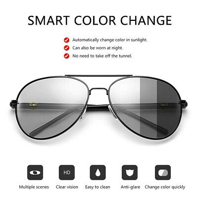 Photochromic Polarized Aviator Sunglasses Premium Frame Unique Design Glasses US $14.24