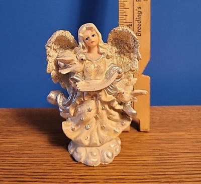 #ad Vintage Angel Figurine With Dove 4in Faith Lord Beauty Decor Heaven God $14.99