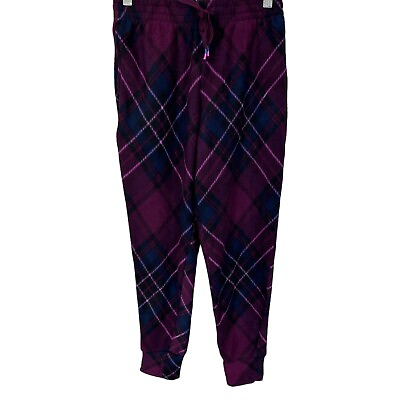 #ad Cuddl Duds Women#x27;s Fleece wear Stretch Petite Jogger Pants Bias Plaid PXS Size $6.25