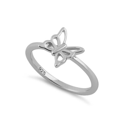 #ad 925 Sterling Silver Butterfly Inspired Nature Love Women Stacking Ring $23.57