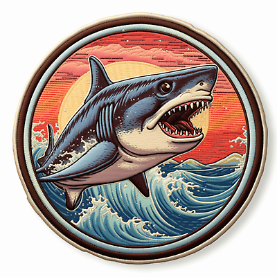 #ad Great White Shark Embroidered Patch Iron on Applique Clothing Vest Ocean Animal $7.87
