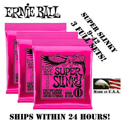 #ad #ad ** 3 SETS ERNIE BALL SUPER SLINKY ELECTRIC GUITAR STRINGS 2223 ** $16.98
