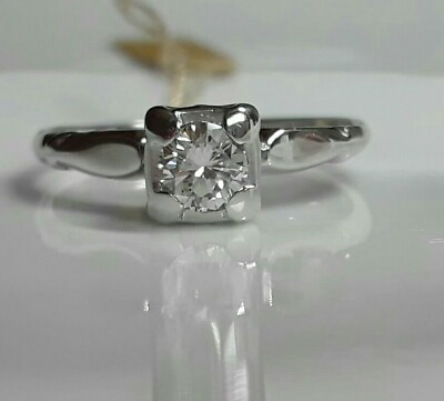 #ad 14k Engagement Diamond Ring Center 0.40 Carat Round Diamond F Color High Quality $855.00