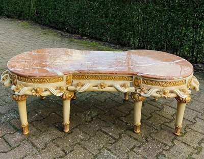 #ad Vintage French Louis XVI Style Coffee Table with Pink Marble Top $2900.00