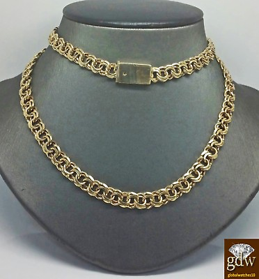 #ad Real Solid 10k Yellow Gold Chino chain Necklace Engraving Box Lock Rope Cuban $3077.16