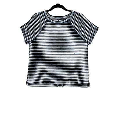 #ad Talbots blue and white striped top large petite terry cloth $22.00