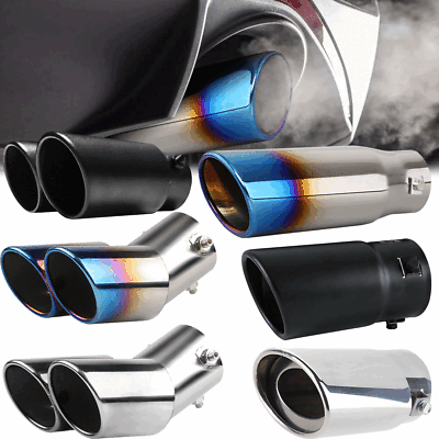 #ad Car Exhaust Pipe Tip Rear Tail Throat Muffler Stainless Steel Round Accessories $25.64