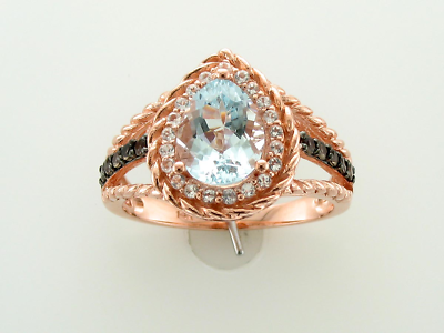 #ad LeVian 14K Rose Gold Aquamarine 1.51 cts Ring Size 7 $930.00