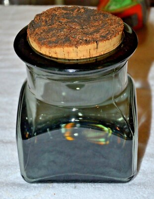#ad Vintage 1960s Glass Cookie Candy Jar with Cork Stopper $6.85
