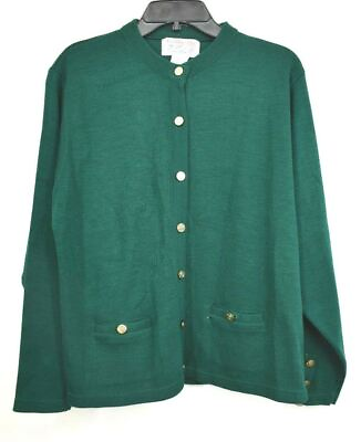 #ad Tally Ho Womens Green Cardigan Long Sleeve Button Front Scoop Neck Imported XL $13.06
