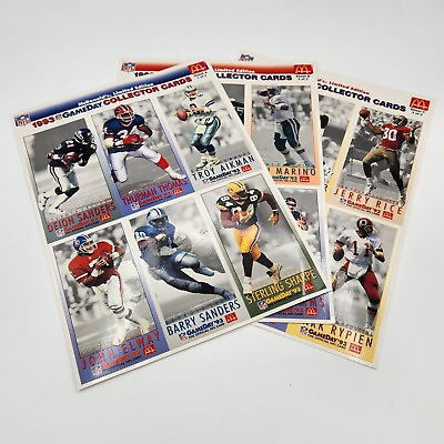 #ad 1993 McDonalds NFL GameDay Collector Football Cards Compete Set 3 uncut sheets $4.95