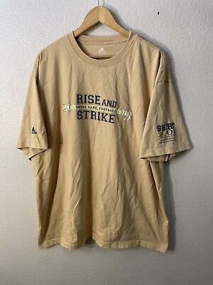 #ad Adidas “Rise And Strike 2009 Notre Dame Football Strike” Beige Shirt Men#x27;s 2XL $14.99