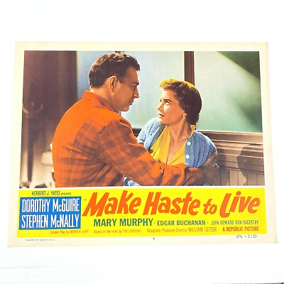 #ad Make Haste To Live 1954 Republic Movie Lobby Card Poster Dorothy McGuire VTG $10.09