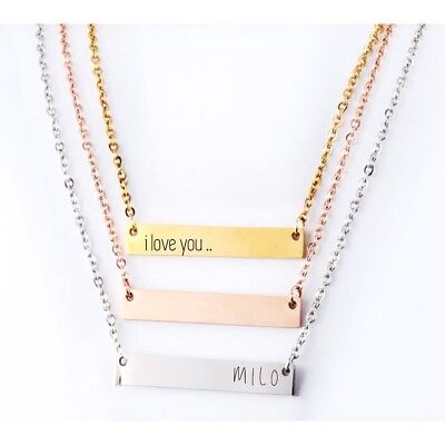 BEAUTIFUL GIFT FOR HER CUSTOMIZED BAR NECKLACE $12.99
